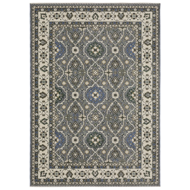 Oriental Weavers Sphinx HASTINGS HA07H Blue Floral Rugs - main flat