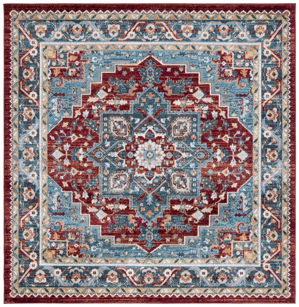 Safavieh Bayside 6'-7" x 6'-7" Rug in Blue / Red