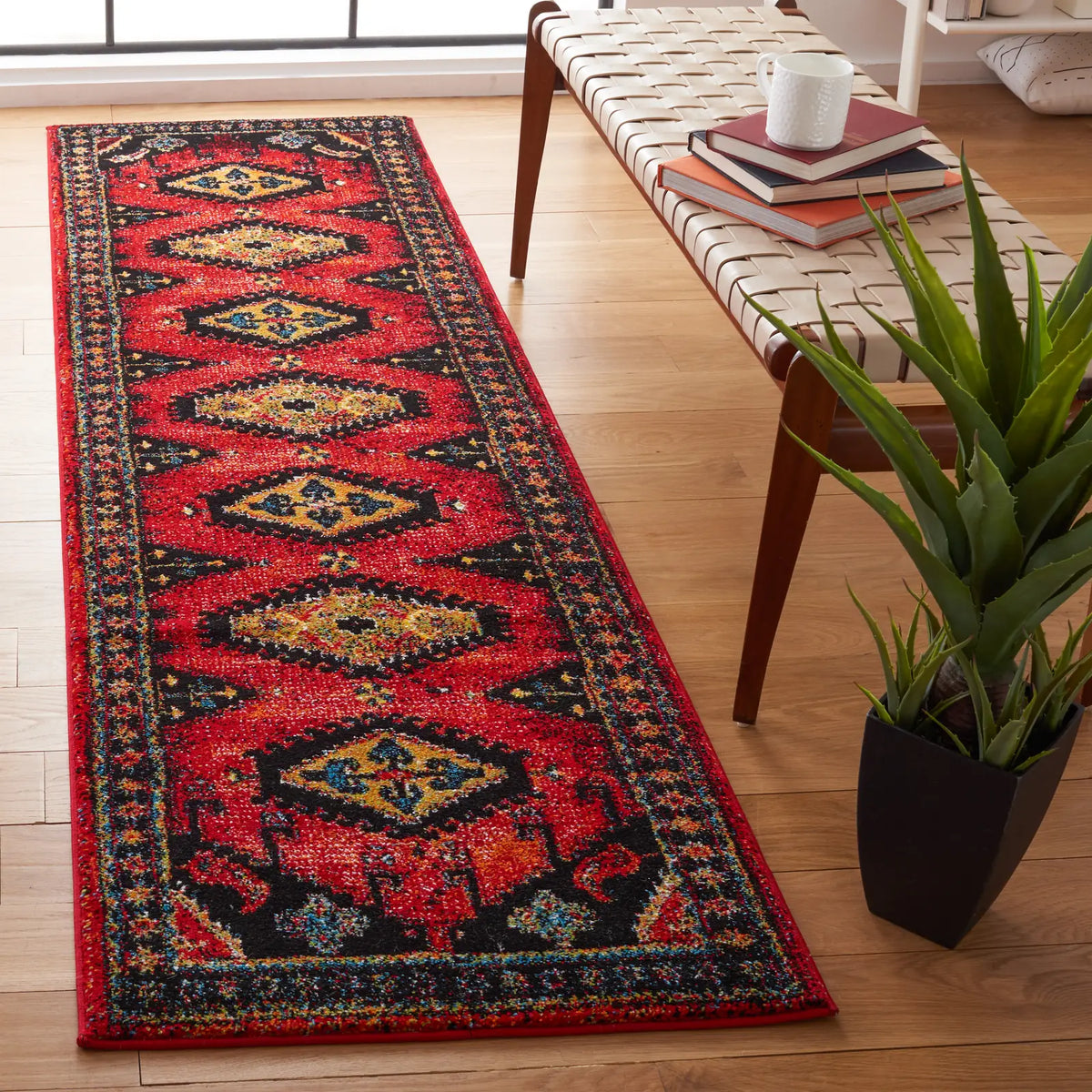 Safavieh Vintage Hamadan 2'-3" x 8'-0" Rug in Red / Black