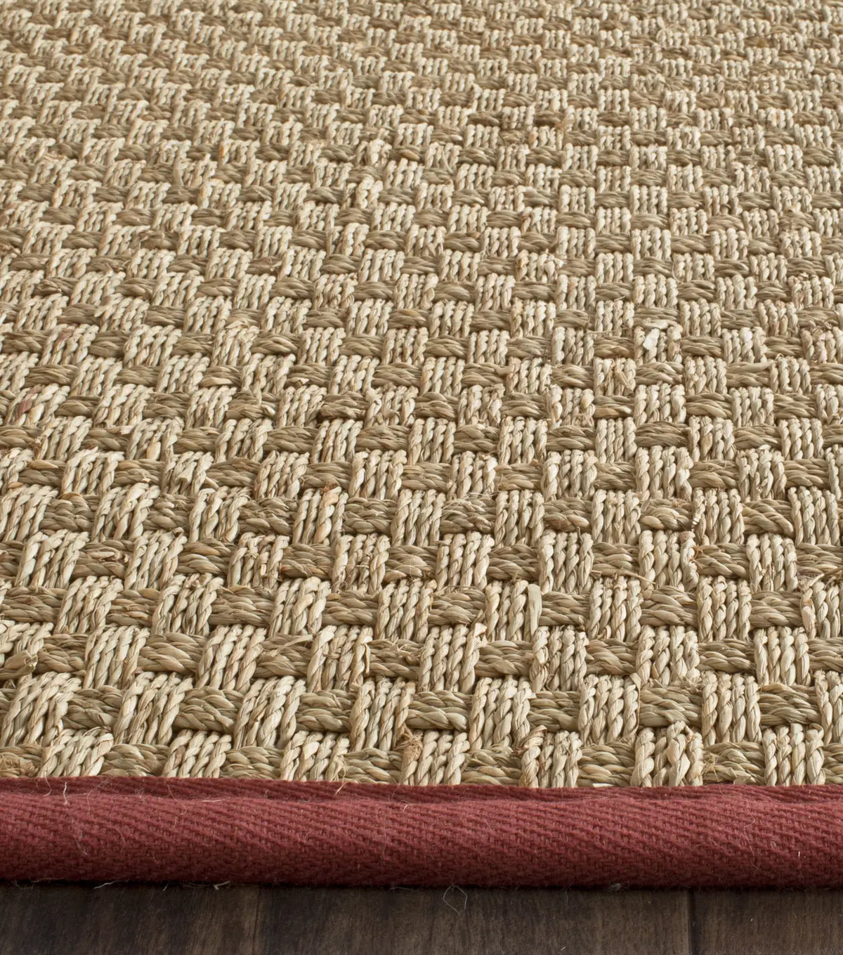 Safavieh Natural Fiber 2'-6" x 10'-0" Rug in Natural / Burgundy Red