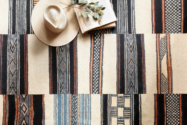 Loloi Mika Mik-04 Ivory / Multi Rugs - styled aerial 1