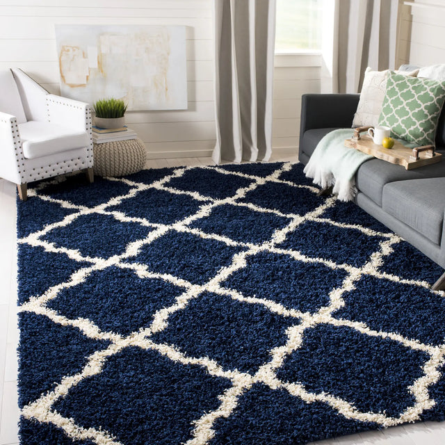 Safavieh Sgd-Dallas Shag 10'-0" x 14'-0" Rug in Navy / Ivory