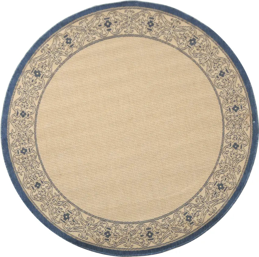 Safavieh Courtyard 5'-3" x 5'-3" Rug in Natural / Blue