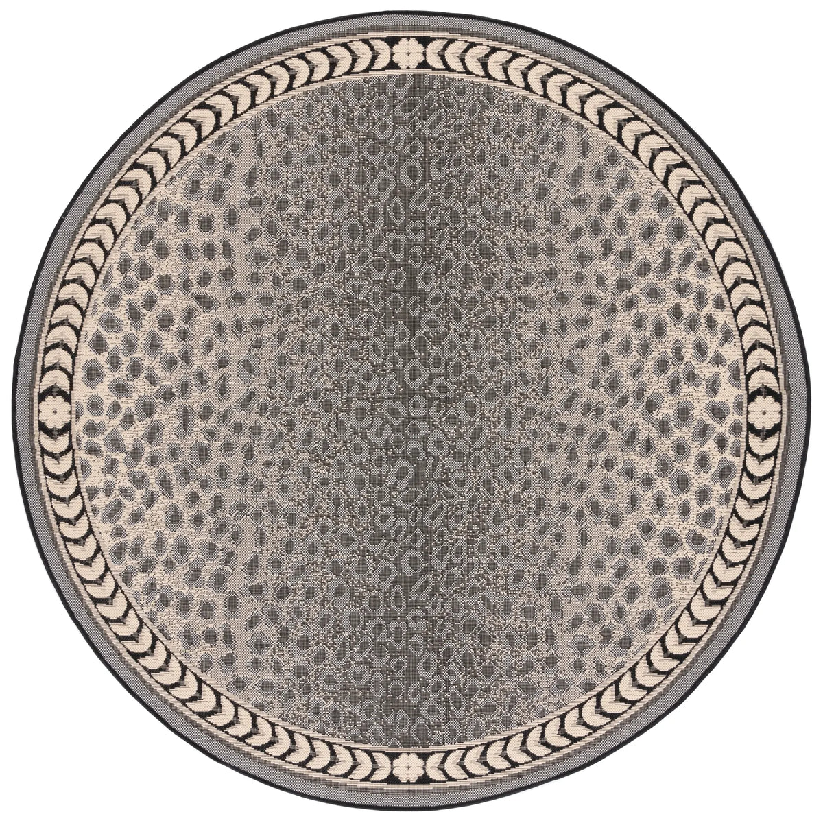 Safavieh Courtyard 6'-7" x 6'-7" Rug in Grey / Black