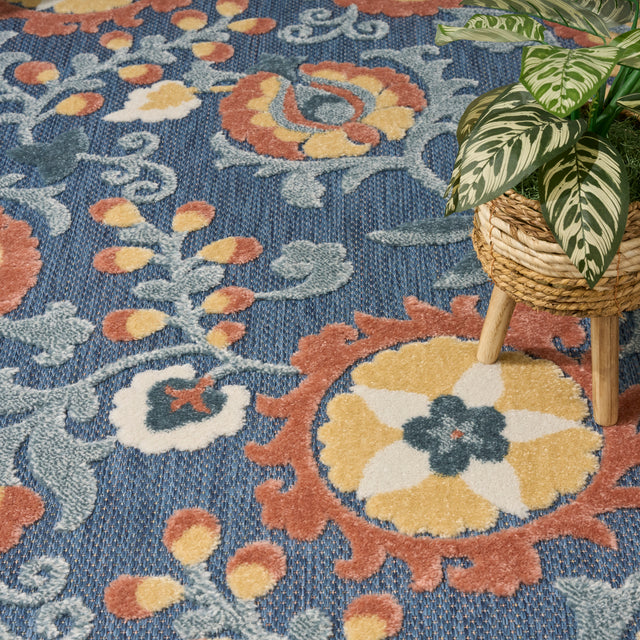 Nourison Aloha ALH17 Machine Made Blue, Rose Rug