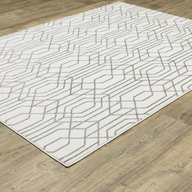 Oriental Weavers Montecito 4158W White/ Grey Rug - angle detail