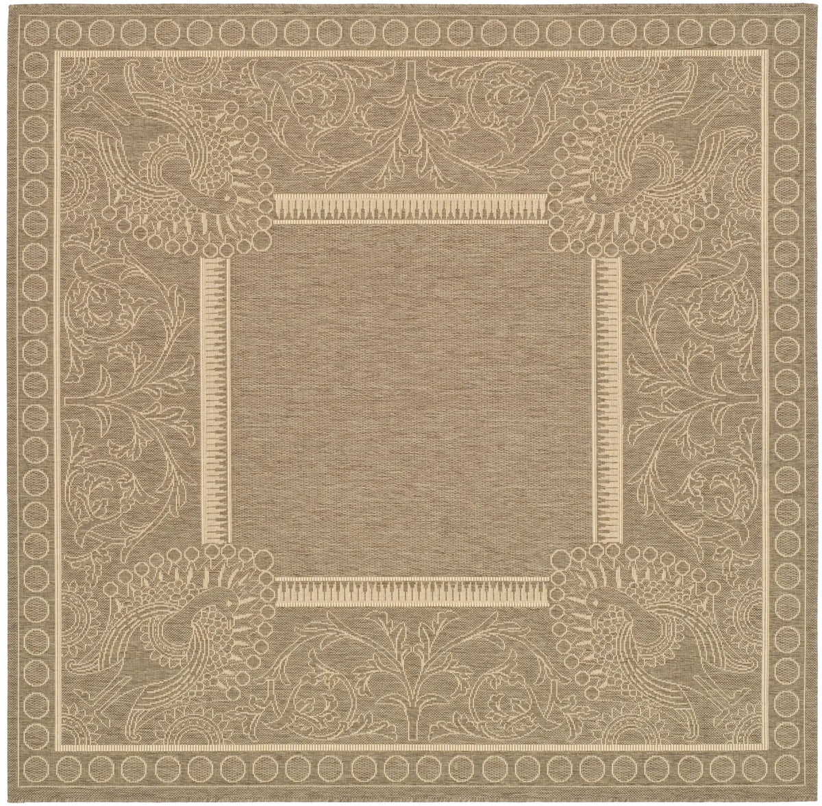 Safavieh Courtyard 6'-7" x 6'-7" Rug in Brown / Natural