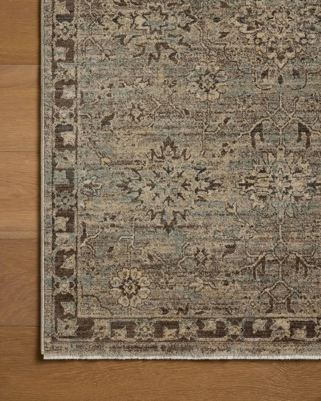 Loloi Briar BRR-06 Mist / Granite Rug - corner on wood