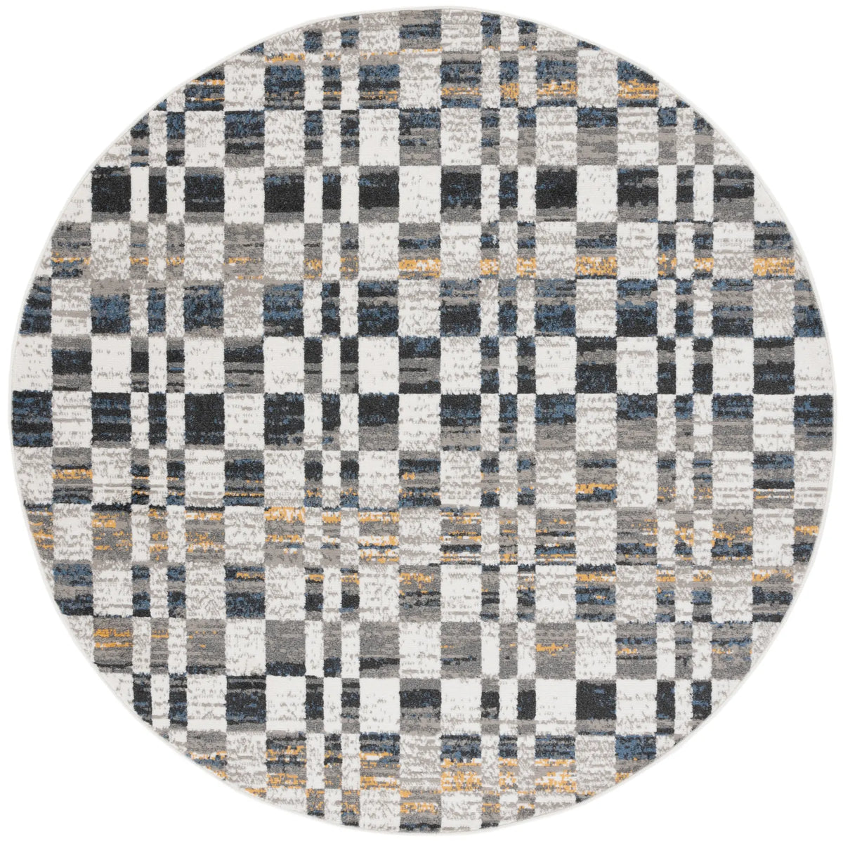 Safavieh Pyramid 6'-7" x 6'-7" Rug in Ivory / Grey Navy