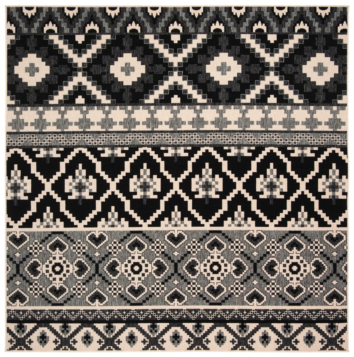 Safavieh Veranda 6'-7" x 6'-7" Rug in Black / Beige