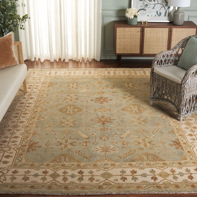 Safavieh Oushak 10'-0" x 14'-0" Rug in Soft Green / Ivory