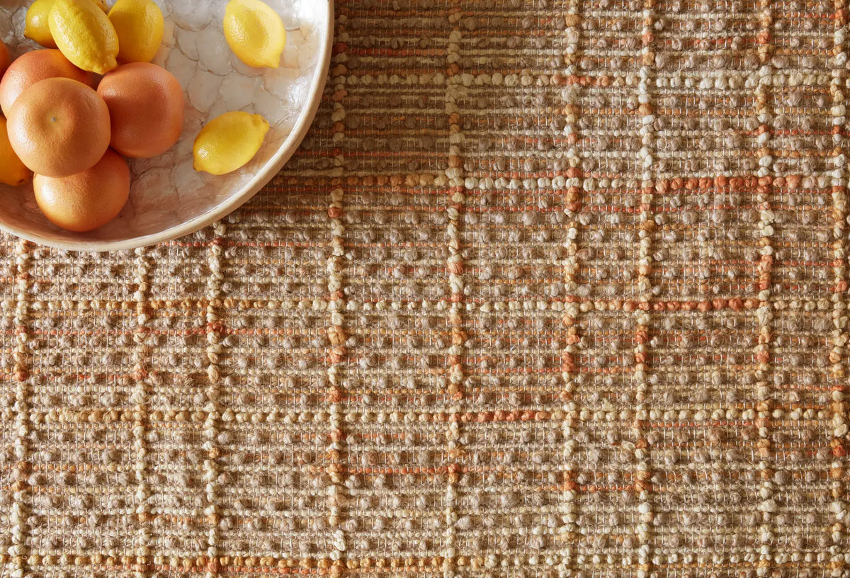 Loloi Beacon Bu-02 Tangerine Rugs - styled aerial 1