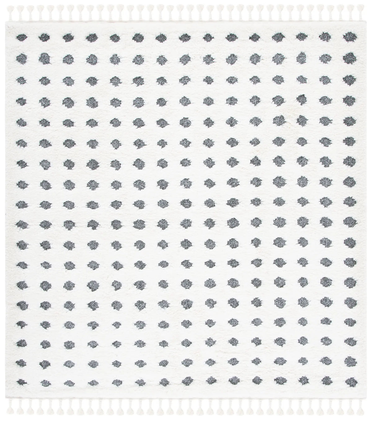 Safavieh Moroccan Tassel Shag 6'-7" x 6'-7" Rug in Ivory / Grey