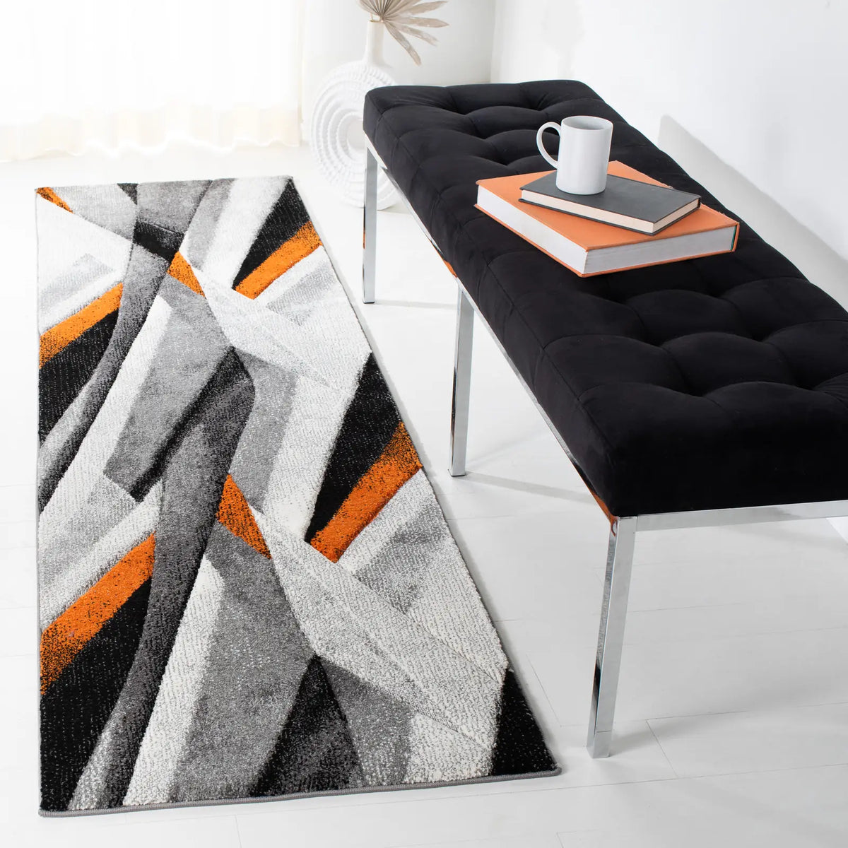 Safavieh Hollywood 2'-3" x 8'-0" Rug in Grey / Orange