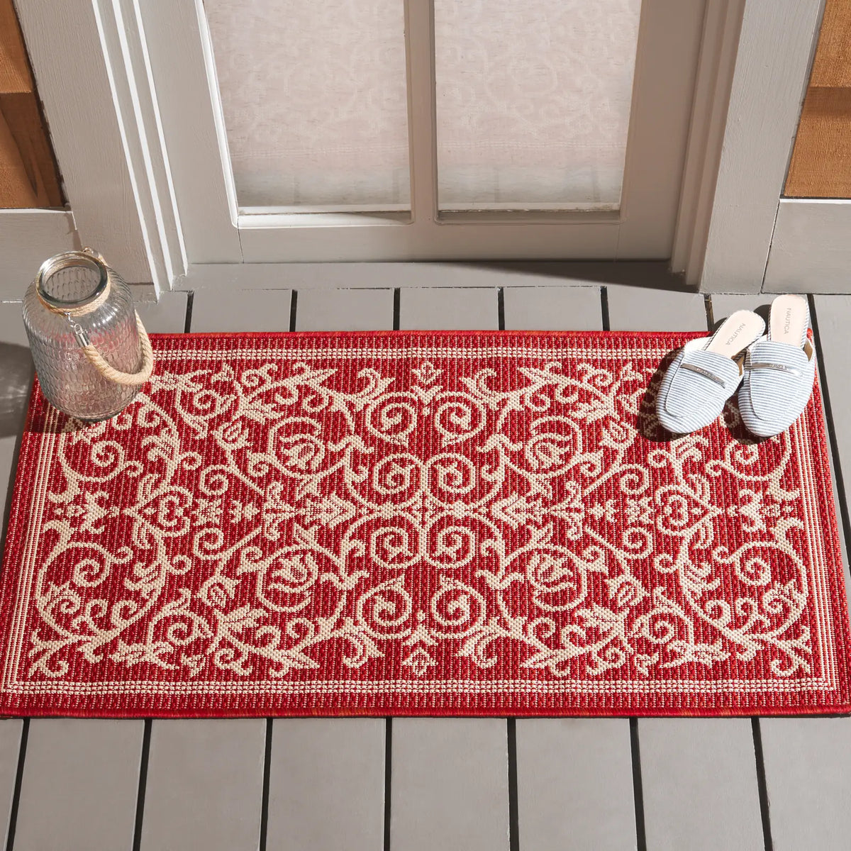 Safavieh Courtyard 2'-0" x 3'-7" Rug in Red / Natural