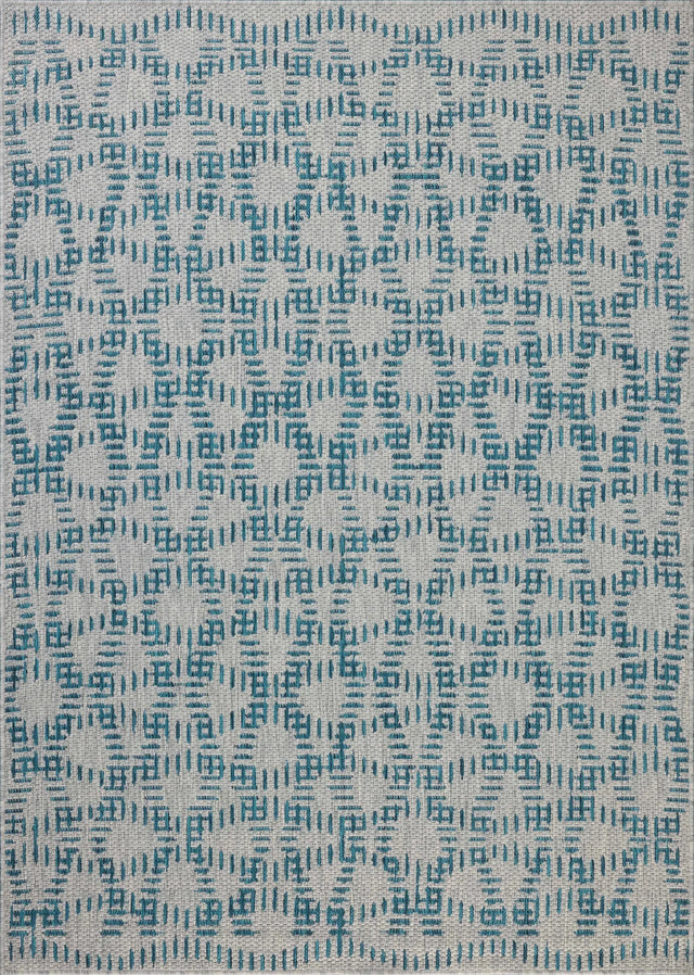 Loloi Easton ESN-10 Fog / Teal Rug - main flat