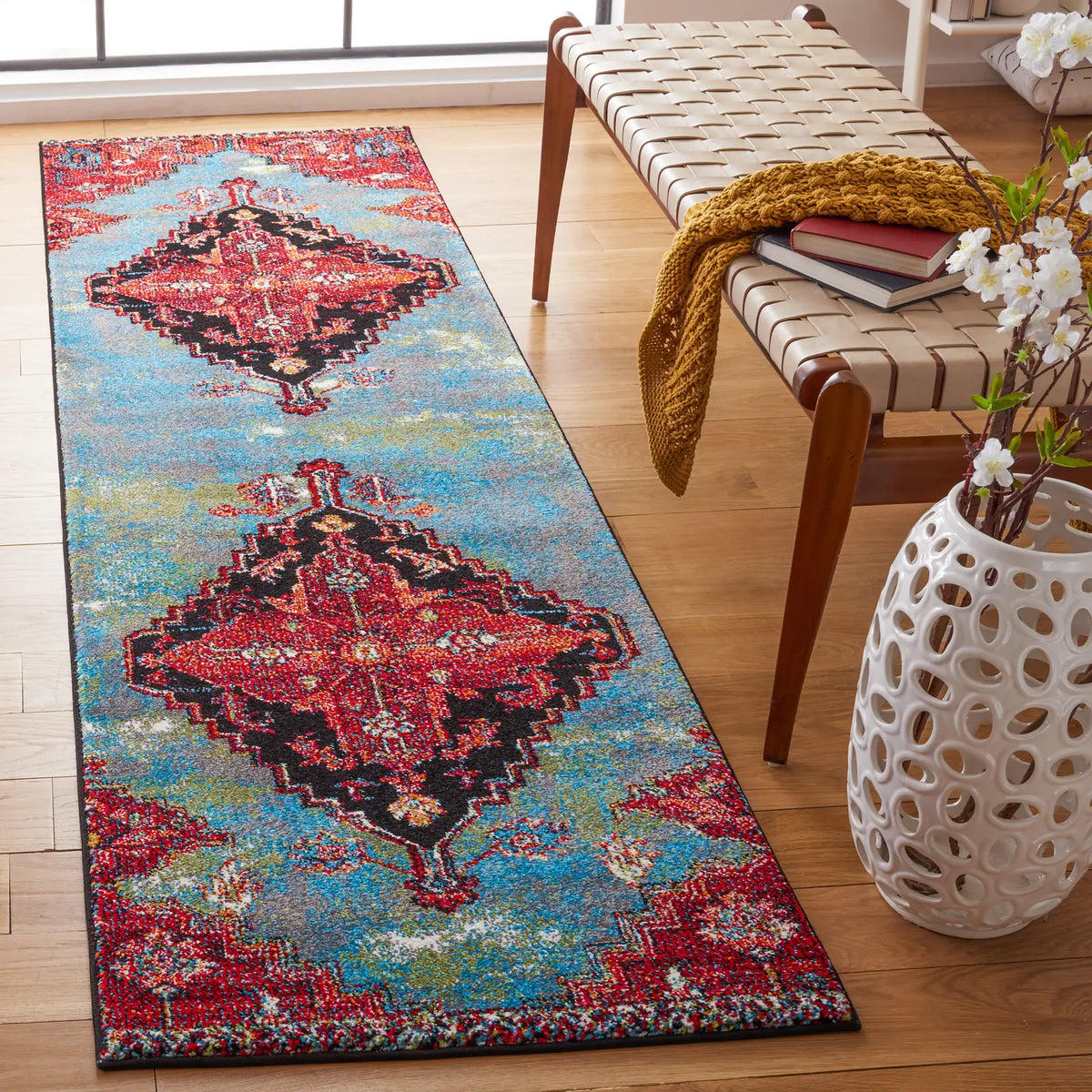 Safavieh Vintage Hamadan 2'-3" x 8'-0" Rug in Blue / Red