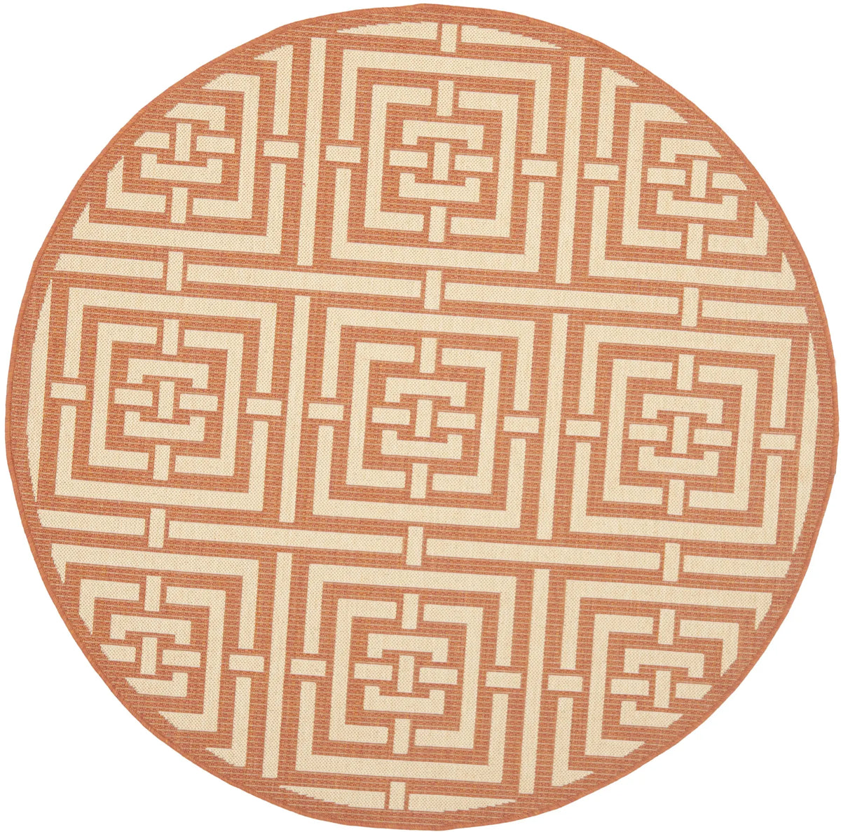 Safavieh Courtyard 5'-3" x 5'-3" Rug in Terracotta / Cream