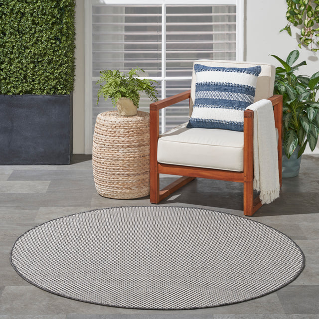 Nourison Courtyard COU01 Machine Made Ivory, Charcoal Rug