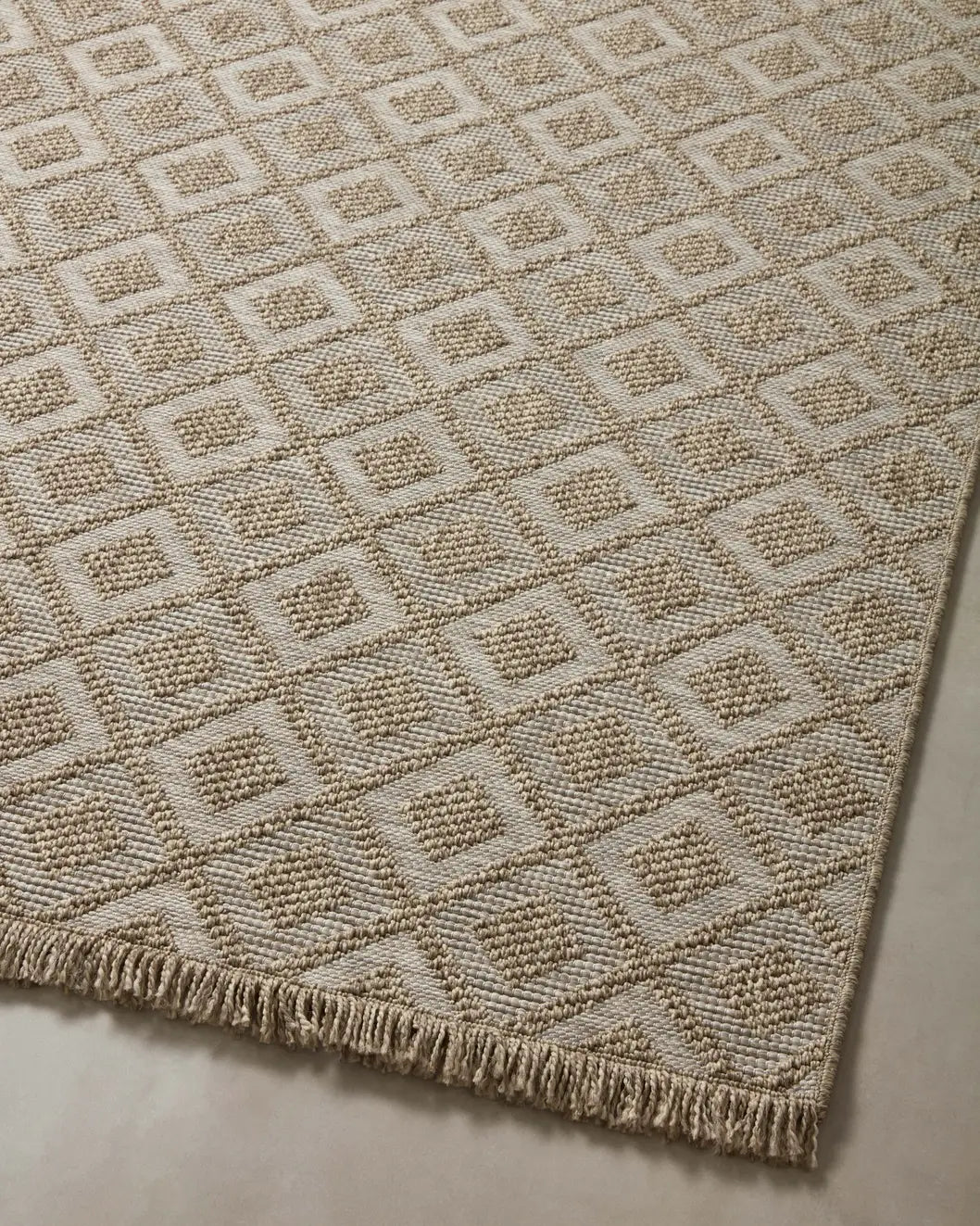 Loloi Dawn Daw-07 Natural Rug - angled corner on wood