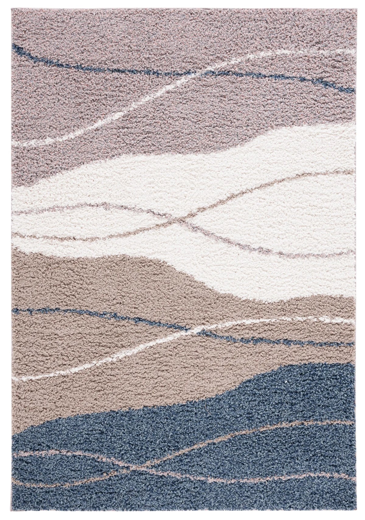 Safavieh Calico Shag 4'-0" x 6'-0" Rug in Taupe / Blue