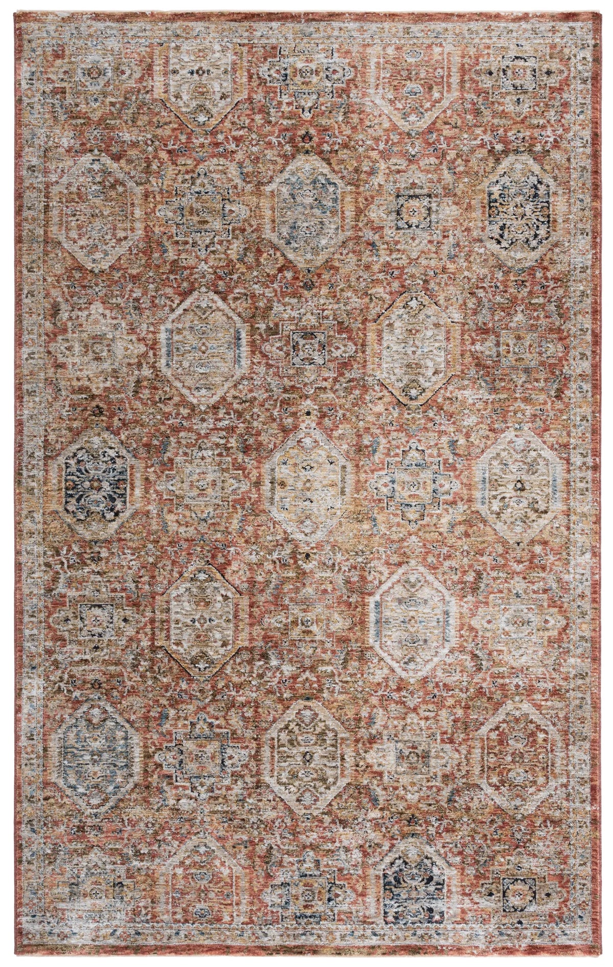 Safavieh Silverado 4'-0" x 6'-0" Rug in Rust / Blue