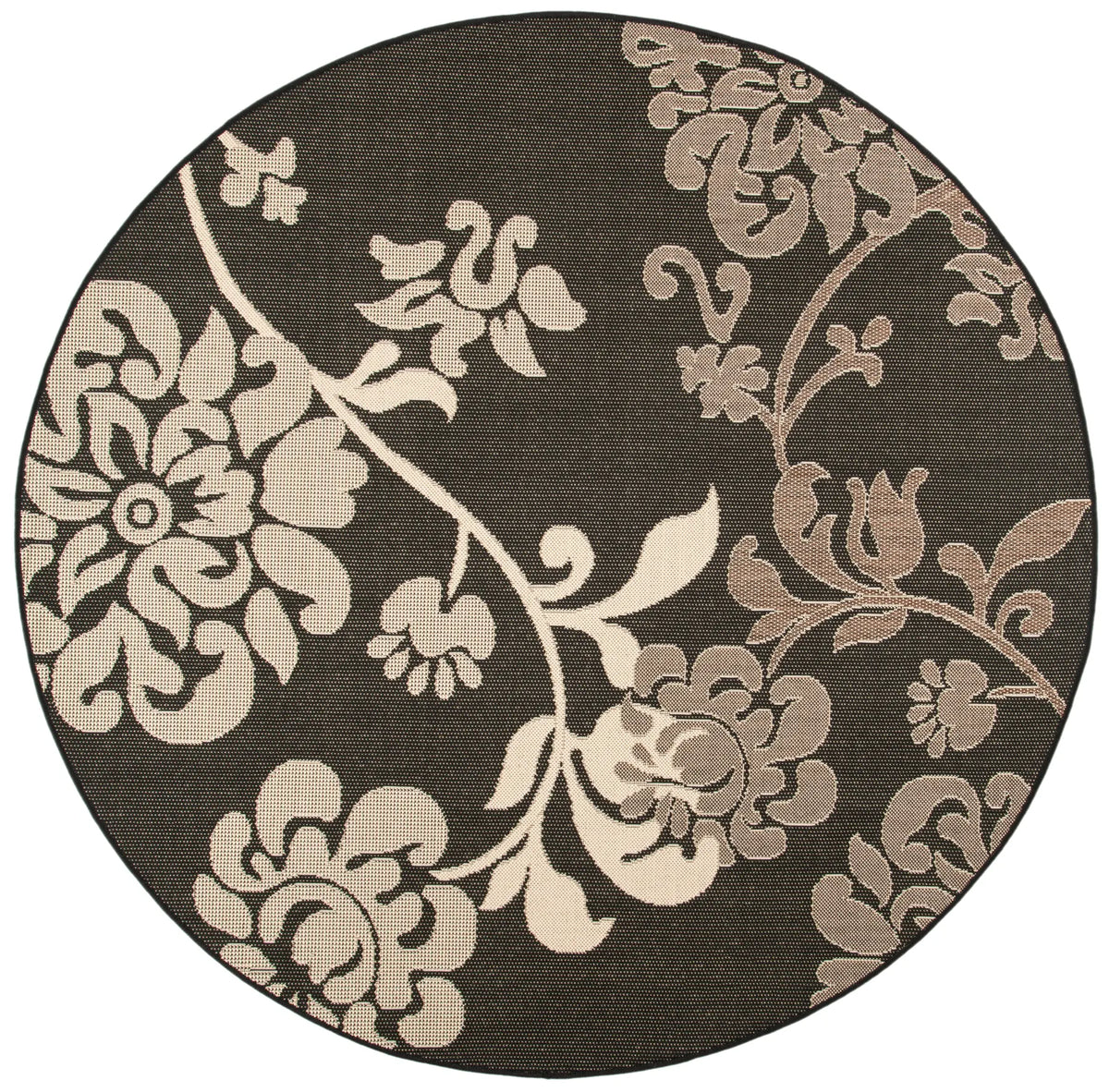 Safavieh Courtyard 6'-7" x 6'-7" Rug in Black Natural / Brown