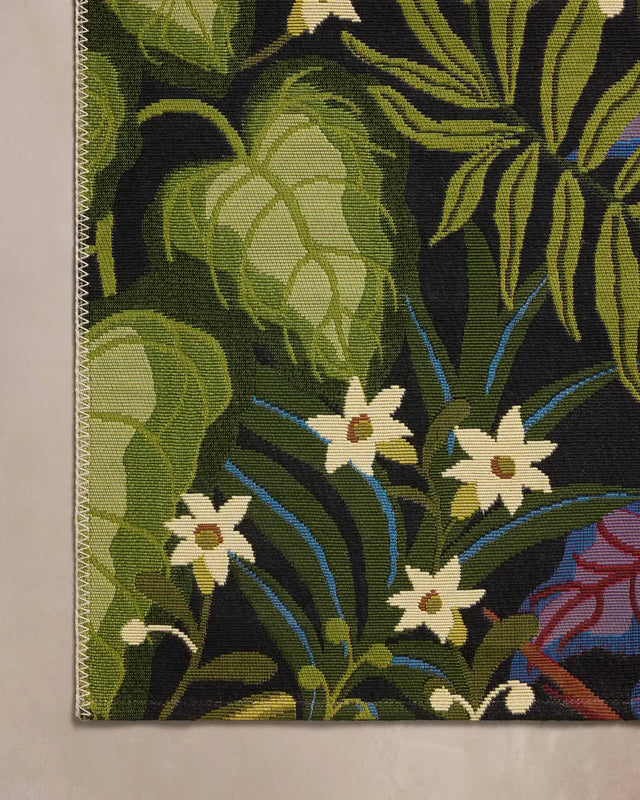 Loloi Botanical BOT-06 Onyx / Multi Rug - corner on wood