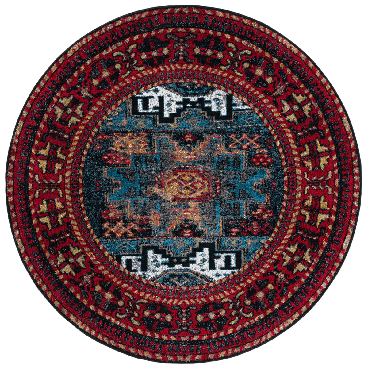 Safavieh Vintage Hamadan 6'-7" x 6'-7" Rug in Red / Light Blue