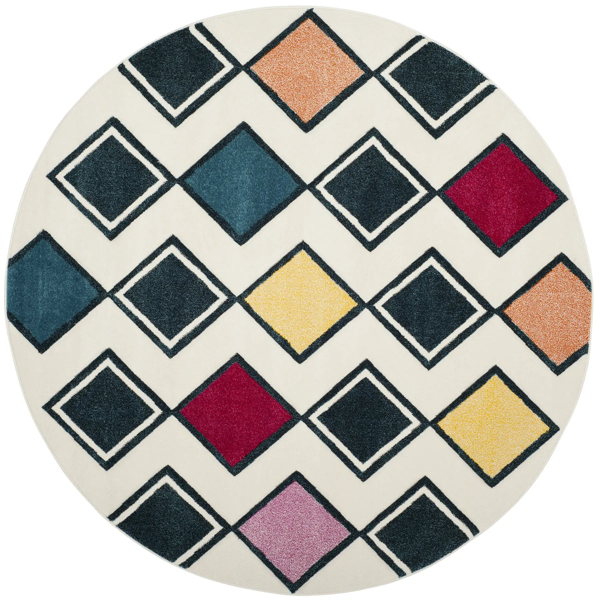 Safavieh Hollywood 6'-7" x 6'-7" Rug in Ivory / Peacock Blue