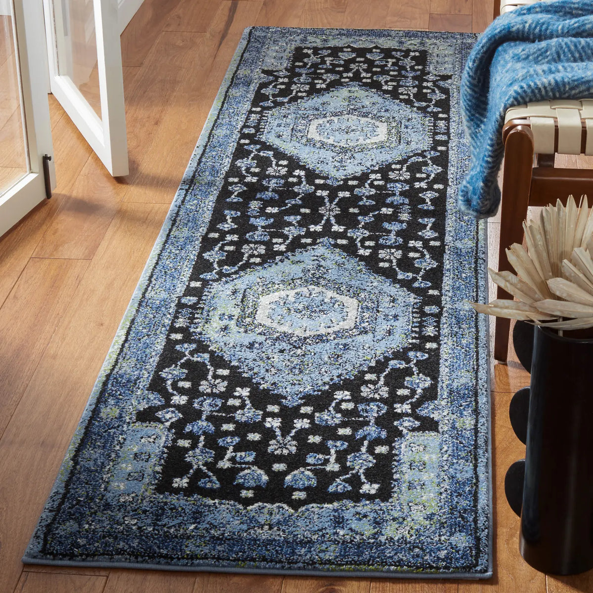 Safavieh Vintage Hamadan 2'-3" x 8'-0" Rug in Light Blue / Black