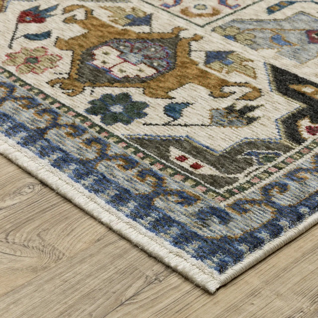 Oriental Weavers Sphinx HASTINGS HA04E Blue Geometric Rugs - corner detail