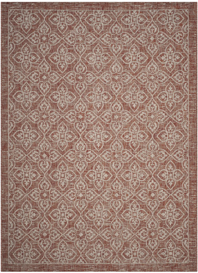 Safavieh Courtyard 6'-7" x 9'-6" Rug in Rust / Light Grey