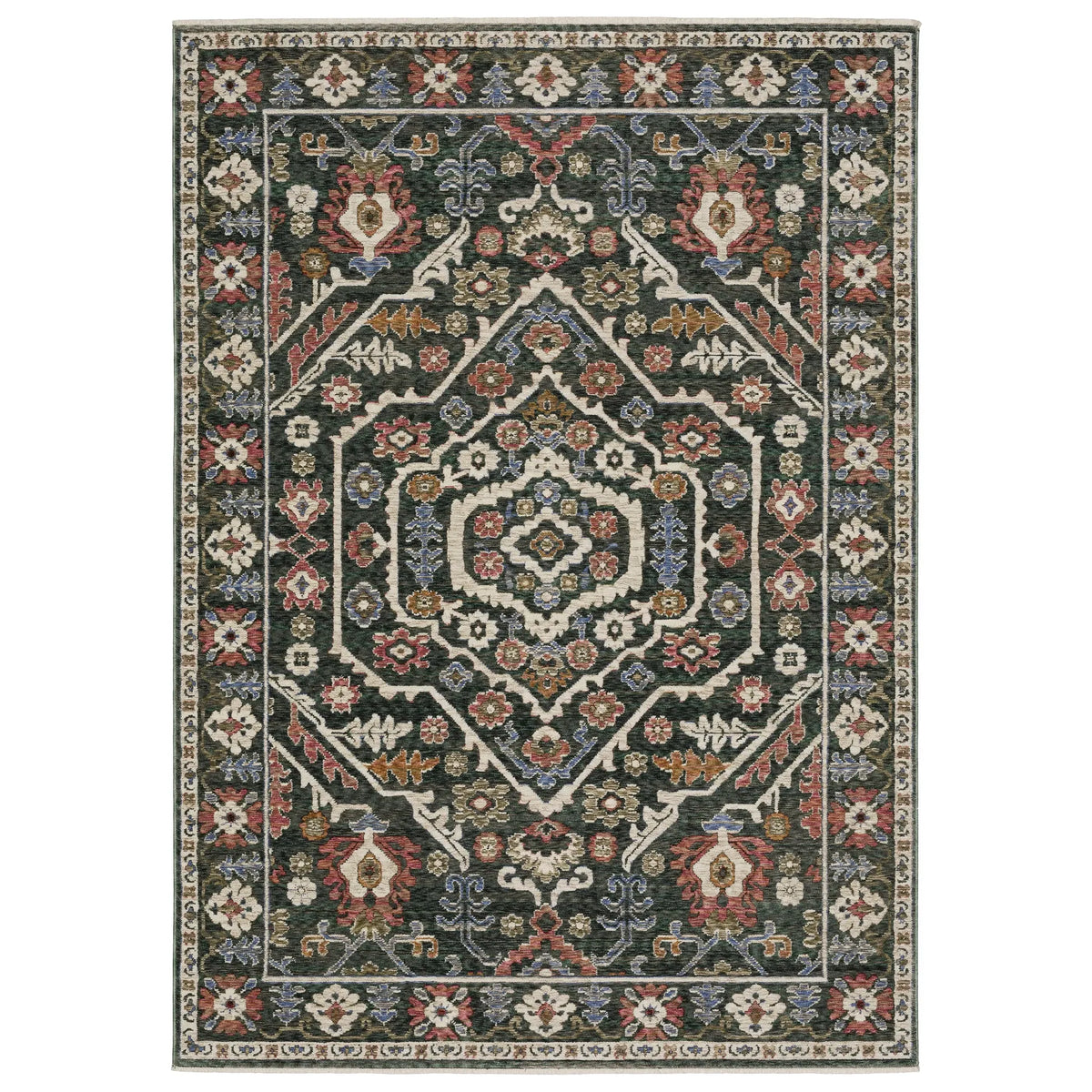 Oriental Weavers Sphinx HASTINGS HA02B Green Floral Rugs - main flat