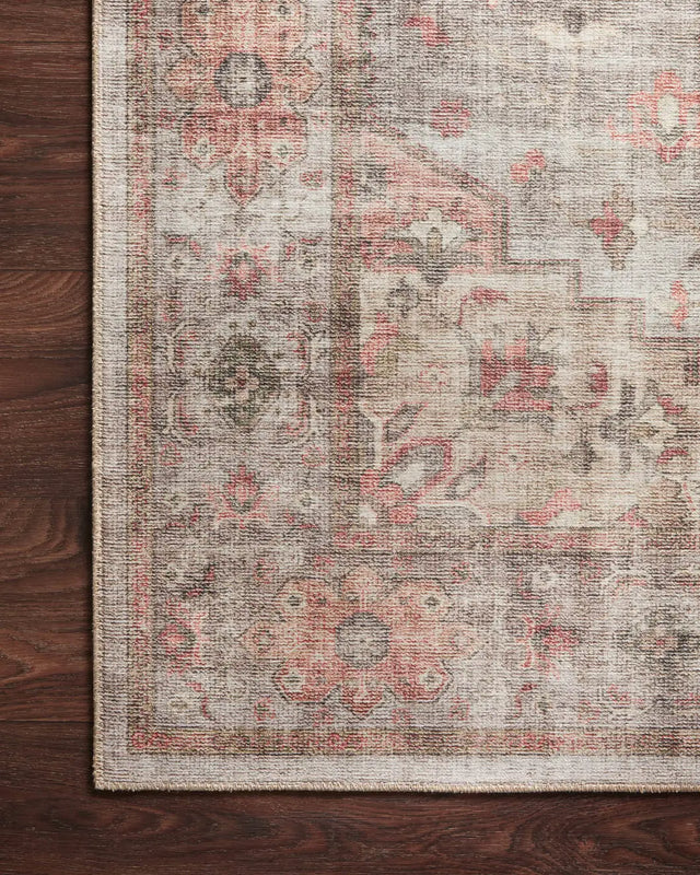 Loloi Heidi Hei-02 Dove/Spice Rugs - corner on wood