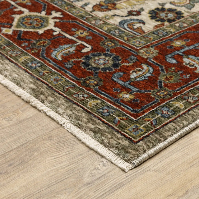 Oriental Weavers Sphinx Aberdeen 144D1 Ivory/ Red Rugs - corner detail