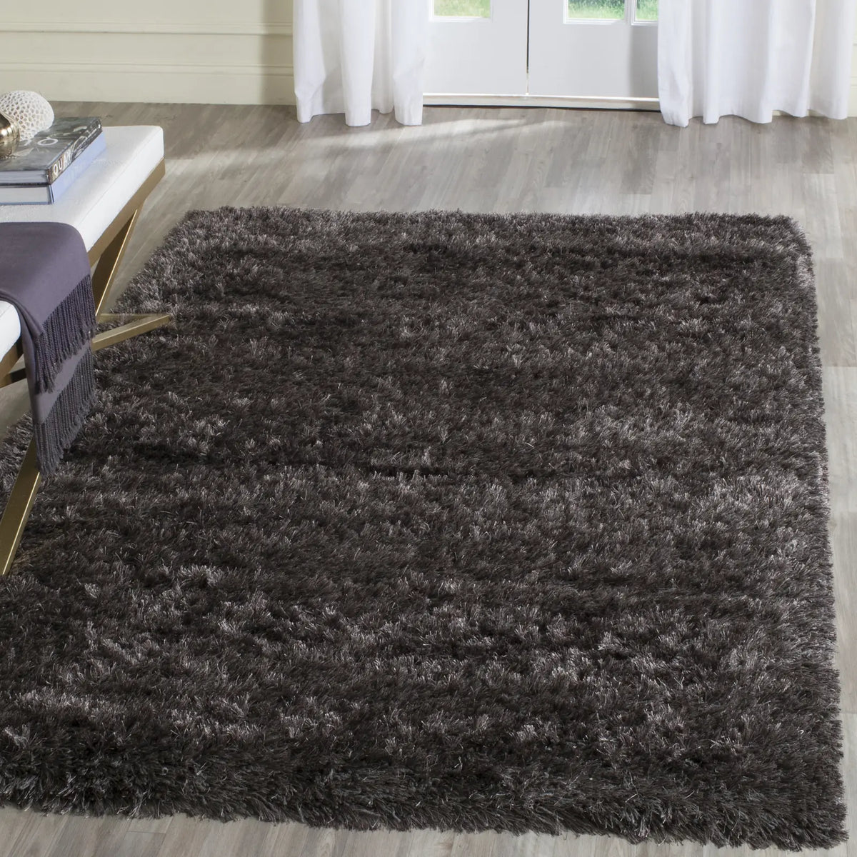 Safavieh Sg-Rsg-Raphsody Shag 5'-3" x 7'-7" Rug in Charcoal Grey