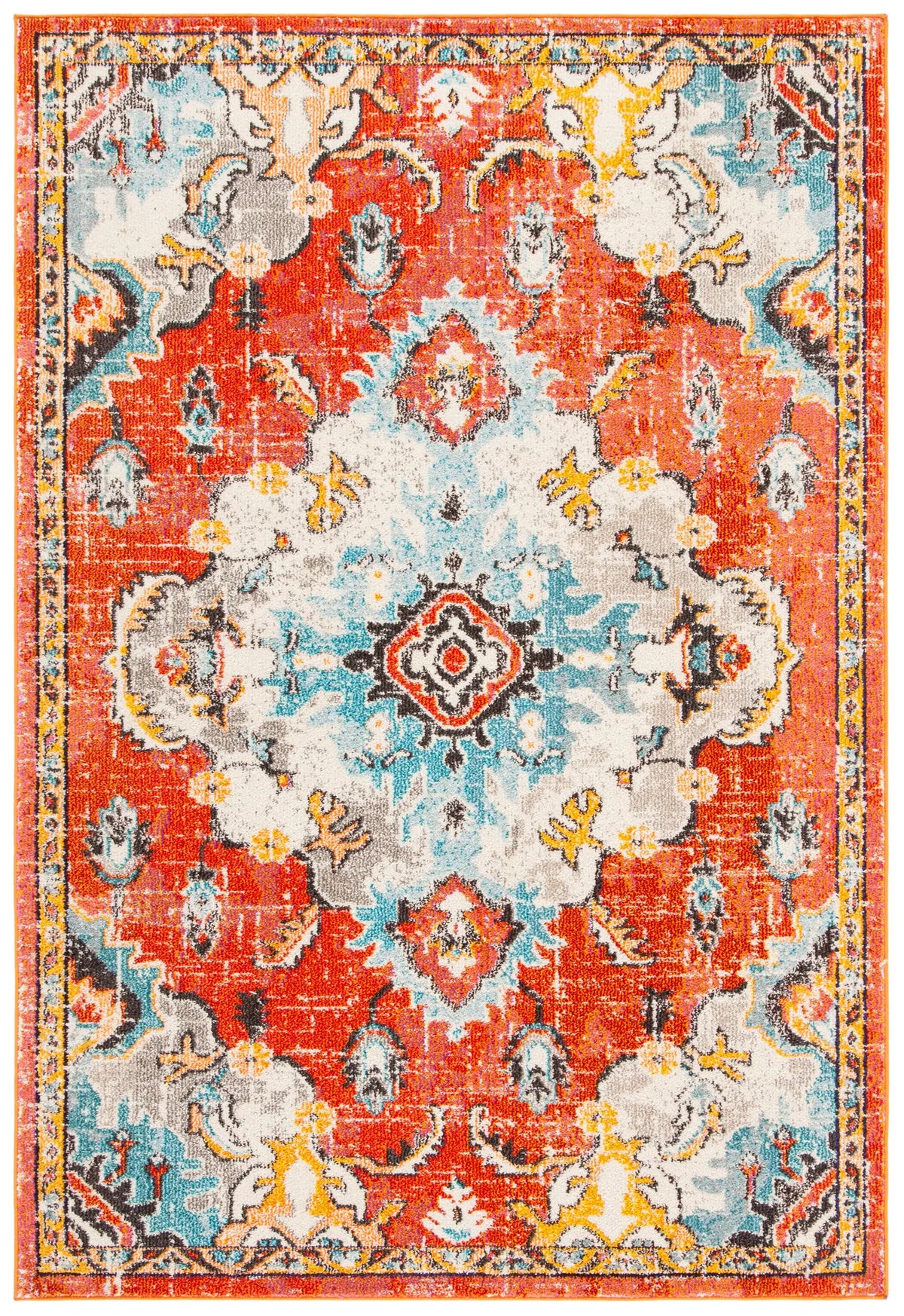 Safavieh Madison 4'-0" x 6'-0" Rug in Orange / Light Blue