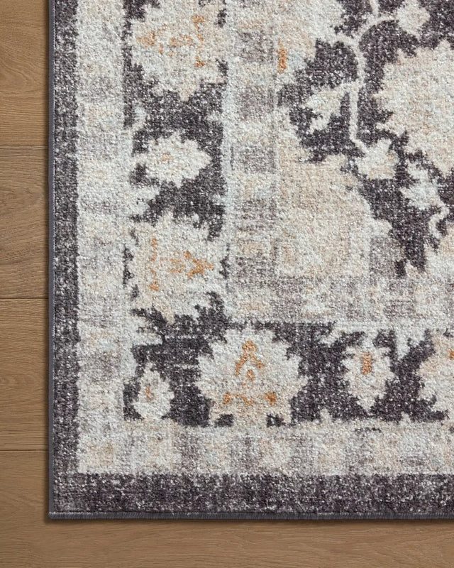 Loloi Monroe Mon-05 Charcoal/Natural Rug - corner on wood