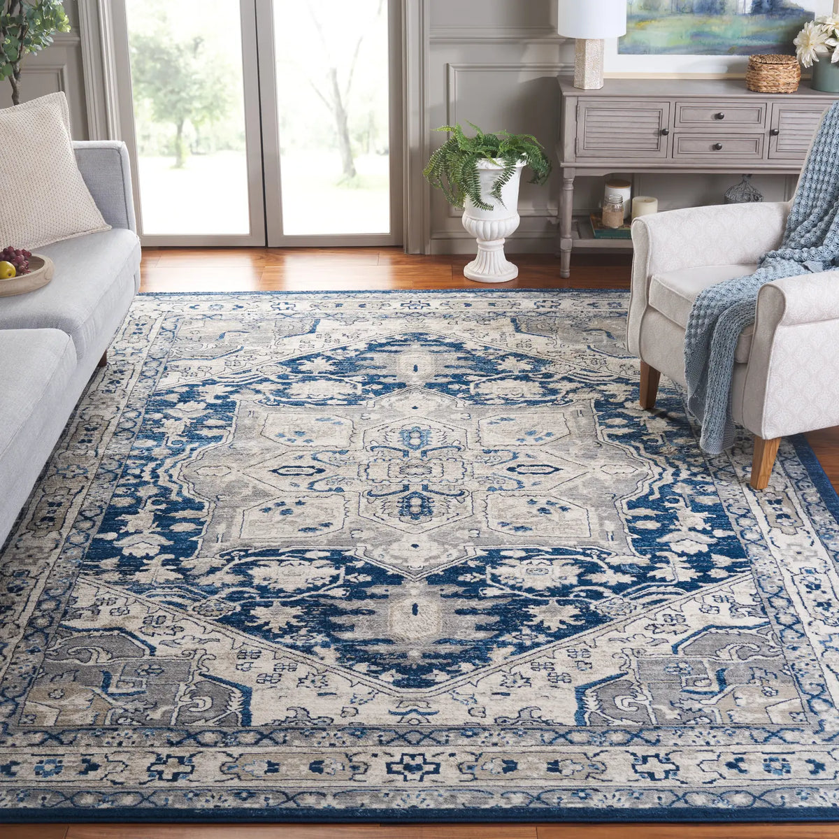 Safavieh Brentwood 10'-0" x 13'-0" Rug in Navy / Grey