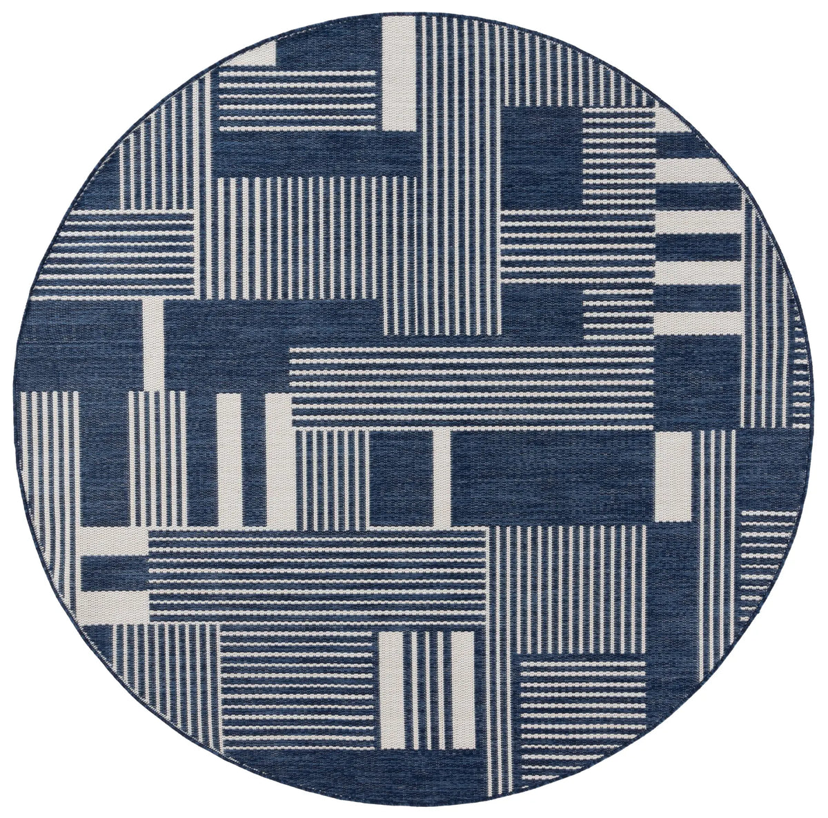 Safavieh Beach House 6'-7" x 6'-7" Rug in Navy / Ivory