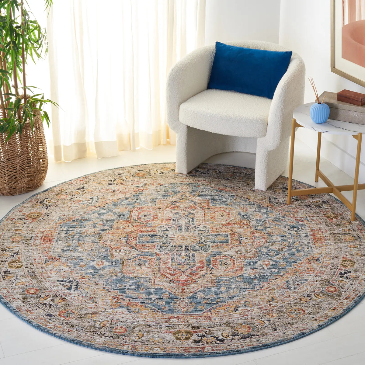 Safavieh Silverado 6'-4" x 6'-4" Rug in Blue / Rust