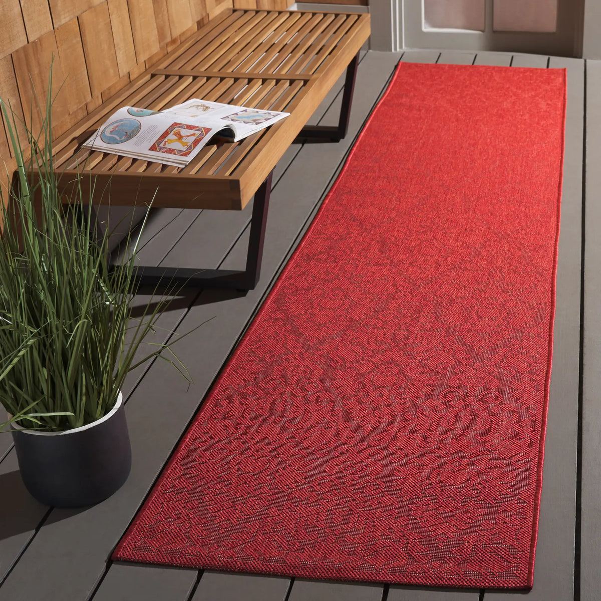 Safavieh Courtyard 2'-3" x 10'-0" Rug in Red / Red
