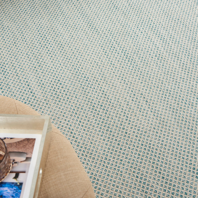 Nourison Courtyard COU01 Machine Made Ivory, Aqua Rug