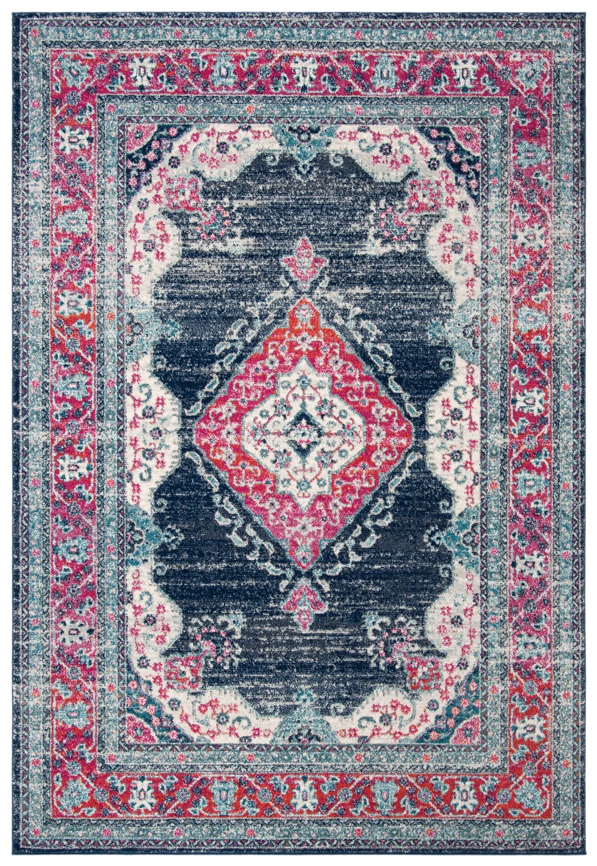 Safavieh Evoke 4'-0" x 6'-0" Rug in Navy / Fuchsia