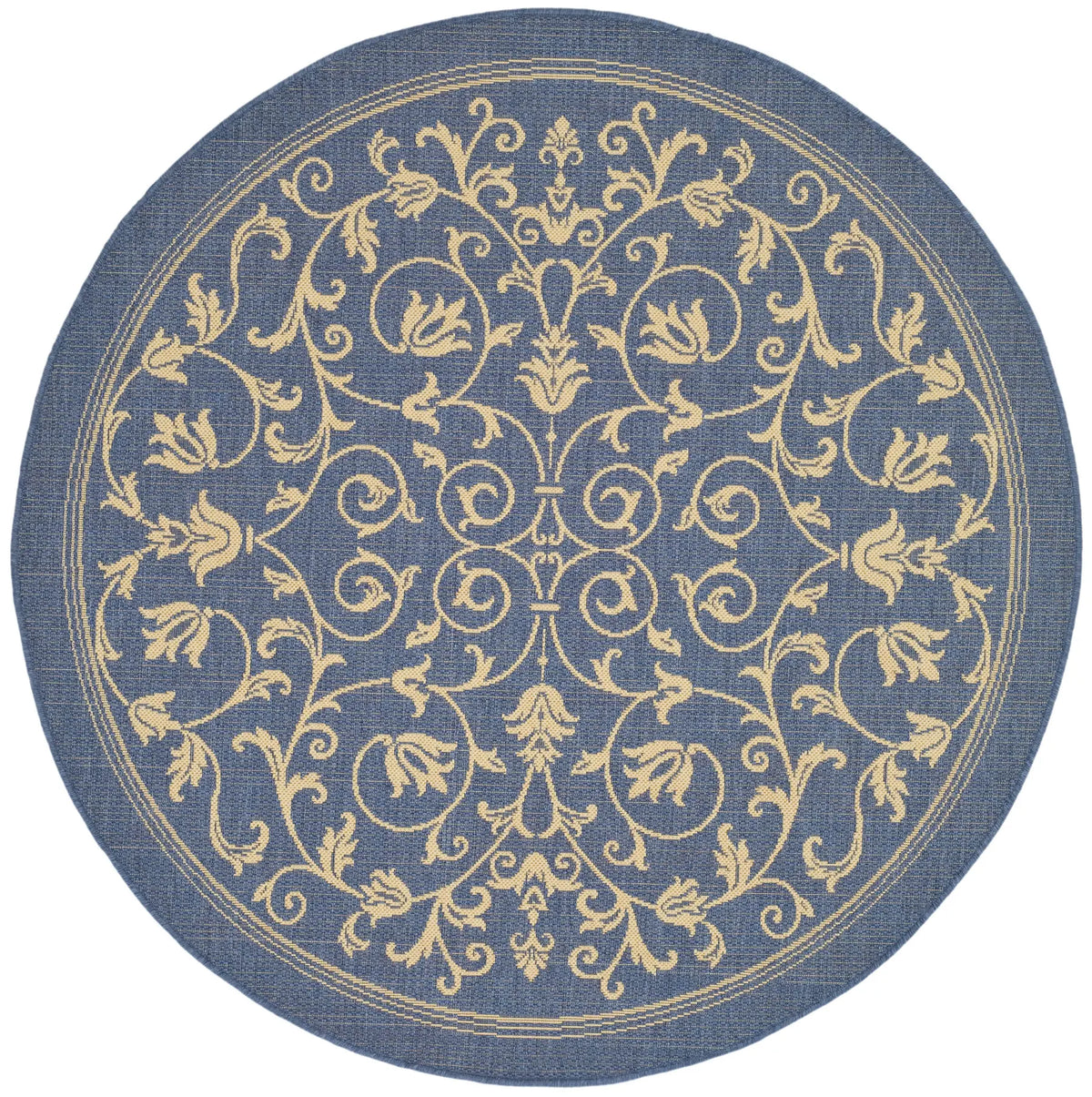 Safavieh Courtyard 5'-3" x 5'-3" Rug in Blue / Natural