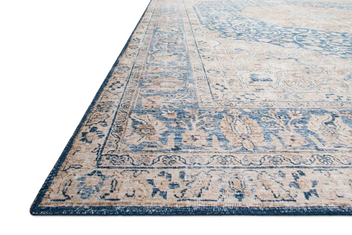 Loloi Layla Lay-07 Blue / Tangerine Rugs - rug corner