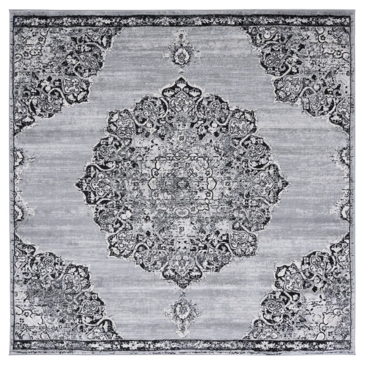 Safavieh Brentwood 6'-7" x 6'-7" Rug in Grey / Black