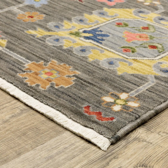 Oriental Weavers Lucca 8111K Grey/ Multi Rug - corner detail
