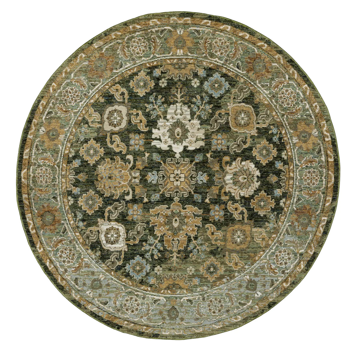 Oriental Weavers Sphinx Andorra 2417B Green/Gold Rugs - round